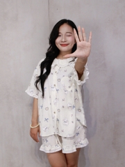 SE1946- SE bộ 2 món phối ren túi trái tim 2609