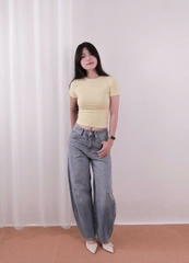Q9854 - Quần Jean ống cong rã giữa túi bầu