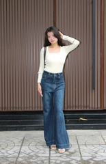 Q9903- 	Quần Jean ống loe cạp cao