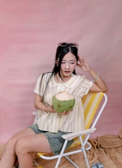 A29512 - A kiểu babydoll cổ sen ren dún ngực