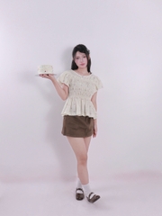 A29996- Áo kiểu cổ tròn dún thun ôm tay bí