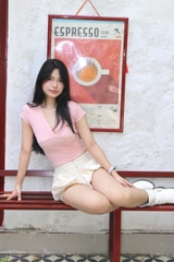 A29894 - Áo thun cổ v xếp ly ngực
