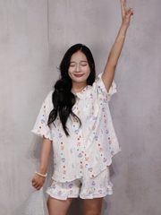 SE1946- SE bộ 2 món phối ren túi trái tim 2609