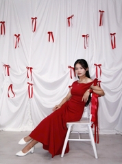 D6136 - D dài trễ vai thêu Palais