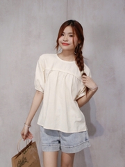 A29059 - A kiểu TN cổ tròn rã ngực dún phối ren