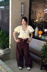 A29888 - Áo kiểu cổ vuông bèo tay bí