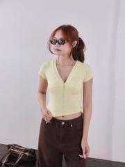 A29894 - Áo thun cổ v xếp ly ngực