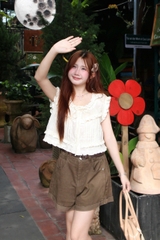S3688 - Short kaki Jean nữ cạp cao nhún hông
