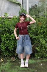 S3697-Short Jean ngố ống cong