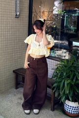 A29888 - Áo kiểu cổ vuông bèo tay bí
