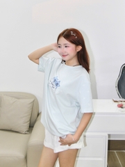 A29847- Áo thun gọn cổ tròn in thỏ Make a wish
