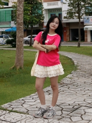 A29056 - A thun TN cổ tròn phối cổ thêu cún Cupids