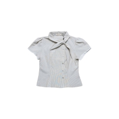 A29957 - Áo sơ mi kiểu form gọn cổ buộc dây thêu Nangbouti