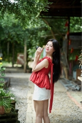 A29821 - Áo cổ tim smocking bí