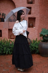 V4144 - Váy dài tầng lưng thun