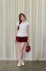 A29868 - Áo cổ sen buộc eo