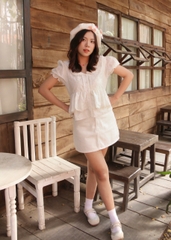 V4067 - 	V J ngắn chữ A lưng liền túi bầu