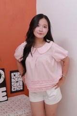 A29921- Áo babydoll cổ sen bèo lai