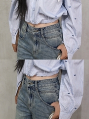 Q9771 - Q Culottes Jeans túi bầu rã túi