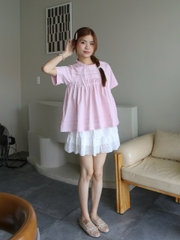 A28392 - A kiểu babydoll xếp li ruy băng