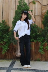 A28415 - A thun rộng tay phối 2 sọc thêu W