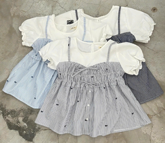 A28691 - A babydoll kiểu phối dún ngực