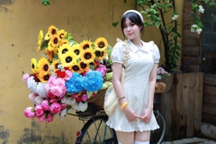 D6297-	Đầm kiểu mix nơ 2 bên vai