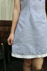 D6098 - D 2 dây sọc phối ren đính nơ