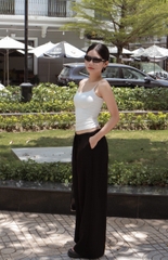 Q9787- 	Q linen nữ ống rộng lưng thun