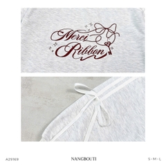 A29169 - A sweater phối ruy băng in thêu Merci Ribbon