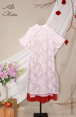 D6183 - D áo dài tơ 4 tà tay bí kèm quần 2 lớp