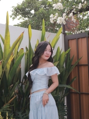 SE2118 - SE áo trễ vai phối ren kèm váy dài