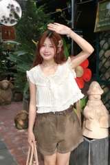 S3688 - Short kaki Jean nữ cạp cao nhún hông