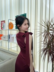 D6256- D lụa nhún eo cột nơ