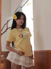 A29714-	A thun gọn phối cổ in thêu quả bóng I'll be