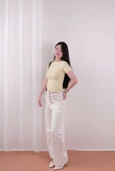 Q9883- Quần Culottes Jean túi cong 5 nút
