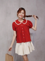 A29187 - A kiểu cổ sen xếp li đính nơ