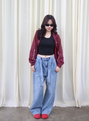 Q9912- 	Quần cullotes Jean phối dây