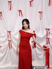 D6136 - D dài trễ vai thêu Palais