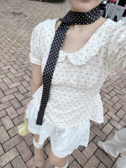 A29211 - A cổ sen phối ren smocking sau