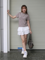V3987 - V xếp ly phối ren đính nơ