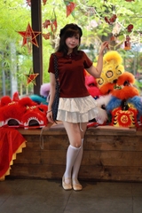 V4145 - Váy thun cotton ngắn 2 tầng buộc nơ