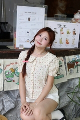 A29886- Áo smi kiểu cổ sen phối ren