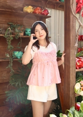 A28691 - A babydoll kiểu phối dún ngực