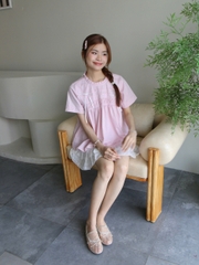 A28392 - A kiểu babydoll xếp li ruy băng
