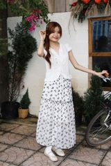 V4045 - V dài phối ren lai hoa đen