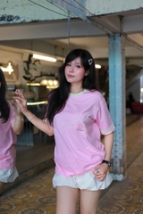 A29814-	Áo thun TN cổ tròn 2 sọc tay thêu Changed