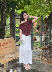 V4140- Váy dài phối chân ren