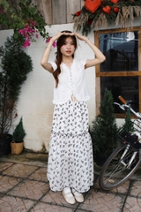 V4045 - V dài phối ren lai hoa đen