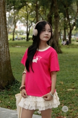 A29056 - A thun TN cổ tròn phối cổ thêu cún Cupids